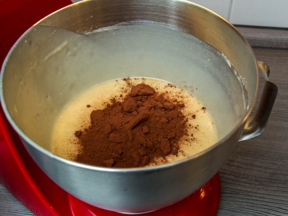 Restlicher Teig mit 2 Essköffel Kakaopulver